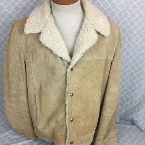 Vintage JC Penney Men's Suede Jacket Sherpa Lined